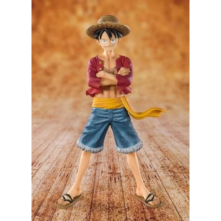 BANDAI Monkey D. Luffy Straw Hat, Figur, 14 cm, One Piece Figuarts Zero re-Run mit spezieller Bühne, rotes Hemd und blaue Shorts – Bild 2