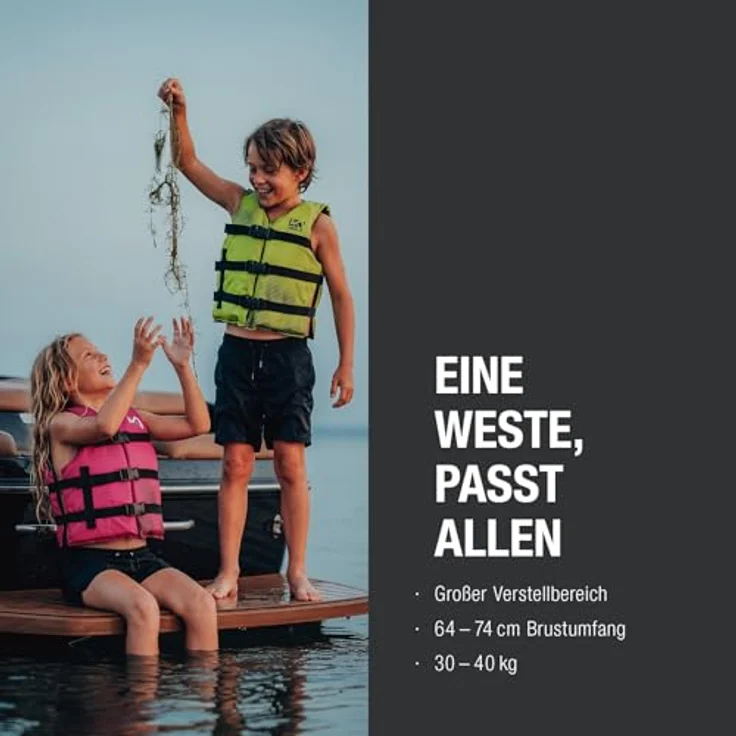 MESLE Schwimmweste Kinder Sportsman, 50N Auftriebsweste mit 3 verstellbaren Gurten für SUP, Kajak & Wassersport, für Mädchen & Jungs 7-10 Jahre, Brustumfang 64-74 cm – Bild 3