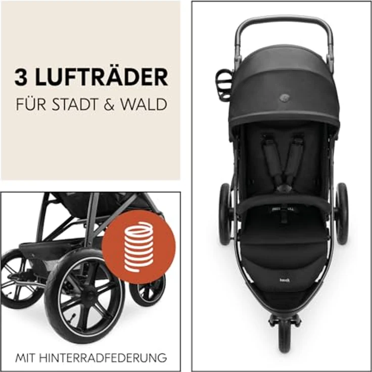 Hauck Kinder-Buggy Dreiradbuggy, Rapid 3 Air, black, Lufträder, bis 22 kg belastbar - Preisvergleich – Bild 3