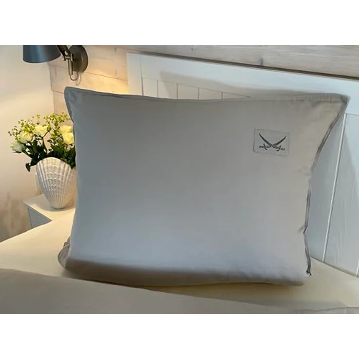 Sansibar Leinen Look Bettwäsche Taupe Set 2 teilig 135x200 cm 100% Baumwolle mit Logo-Patch – Bild 3