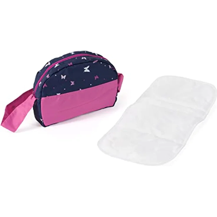 Bayer Chic 2000 853-33 Bayer Chic 2000-Wickeltasche für Puppen, Puppenwickeltasche, Puppenzubehör, Puppentasche, Butterfly, Navy-pink – Bild 2