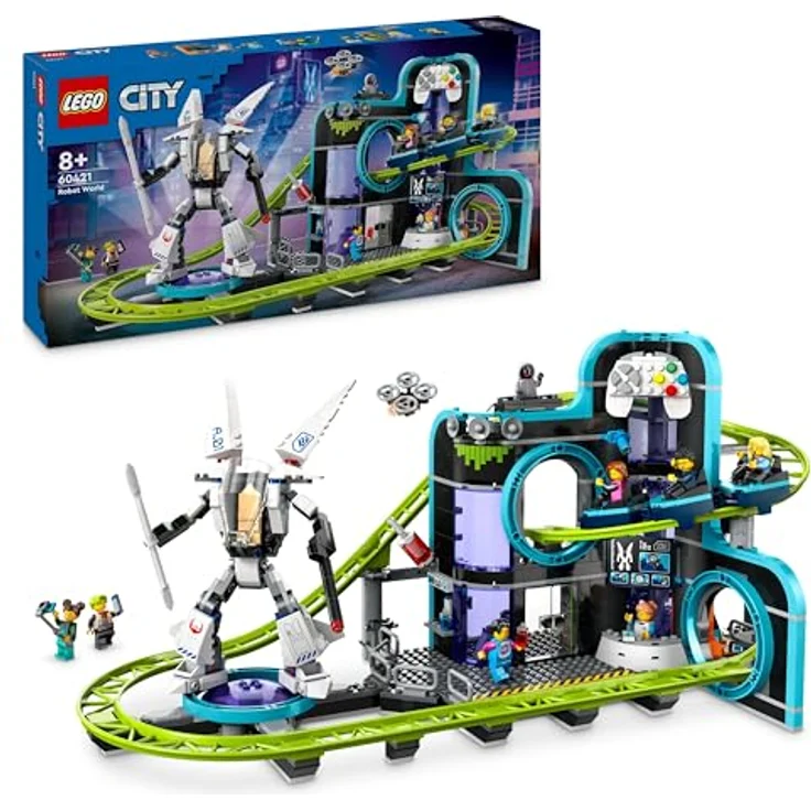 LEGO City Achterbahn mit Roboter-Mech, Spielzeug-Vergnügungspark, für Jungen und Mädchen ab 8 Jahren, Geschenk für kreative Kinder 60421 – Bild 1