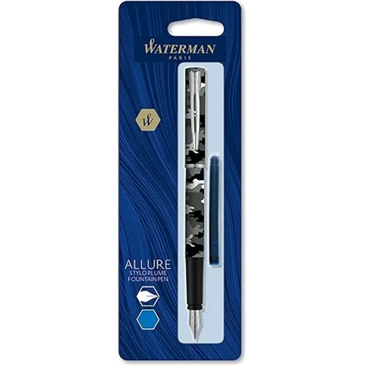 Waterman Allure Füller | Camouflage | Füllfederhalter mit feiner Feder | Blaue Tinte
