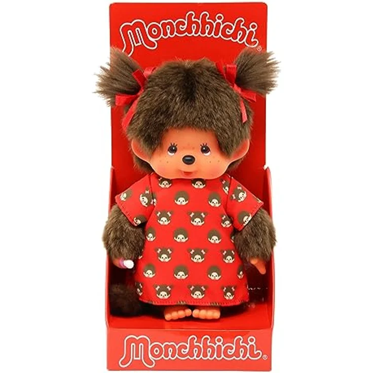 Monchhichi Plüschfigur Mädchen im Monchi-Kleid 20 cm, Monchhichi Puppe mit zwei roten Zöpfchen - Preisvergleich – Bild 4