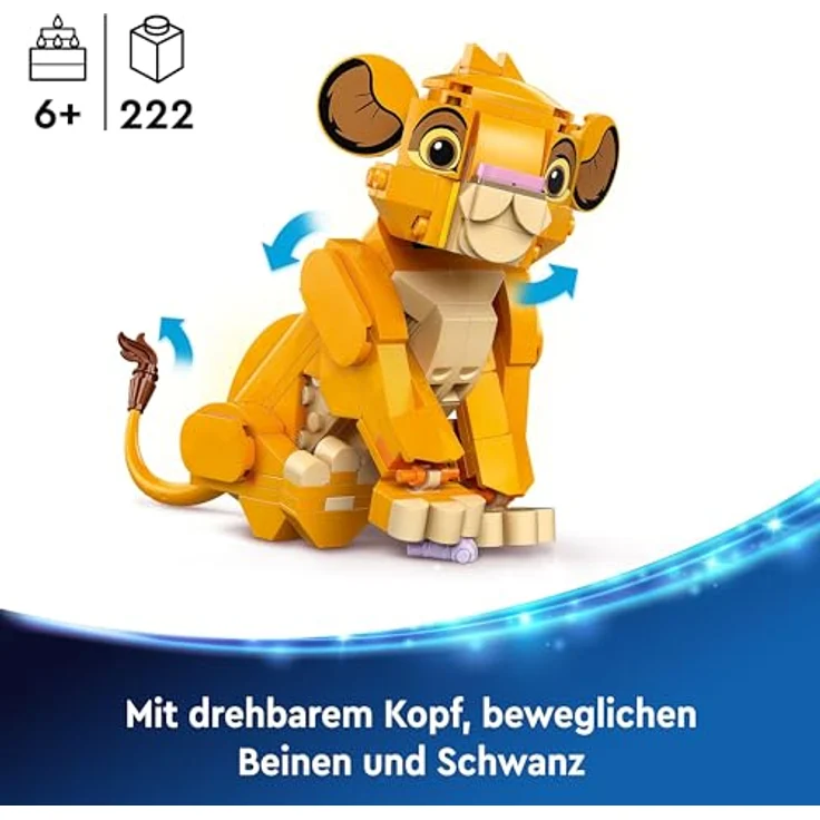 LEGO Disney Simba, das Löwenjunge des Königs, Bauspielzeug für Kinder, Fantasy-Spielset mit beweglicher Löwenfigur, Coole Geschenkidee in 43243 Kinderspielzeug – Bild 3