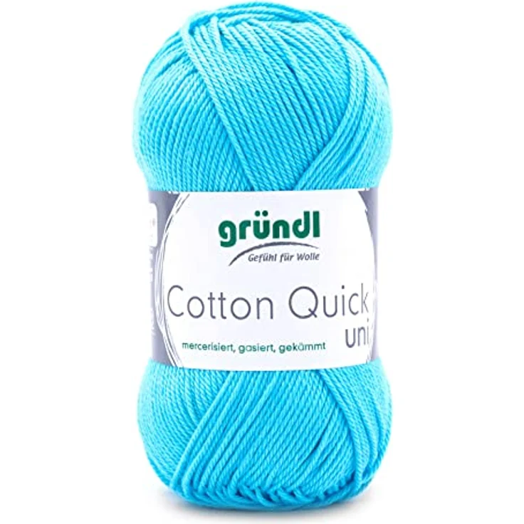 Gründl Cotton Quick Uni Strickgarn/Häkelgarn (farbenfrohes Garn aus 100 % Baumwolle, OEKO-TEX zertifiziert, 50 g / 125 m, Nadelstärke: 3 - 4, 1 x 50 g),Wasserblau – Bild 1