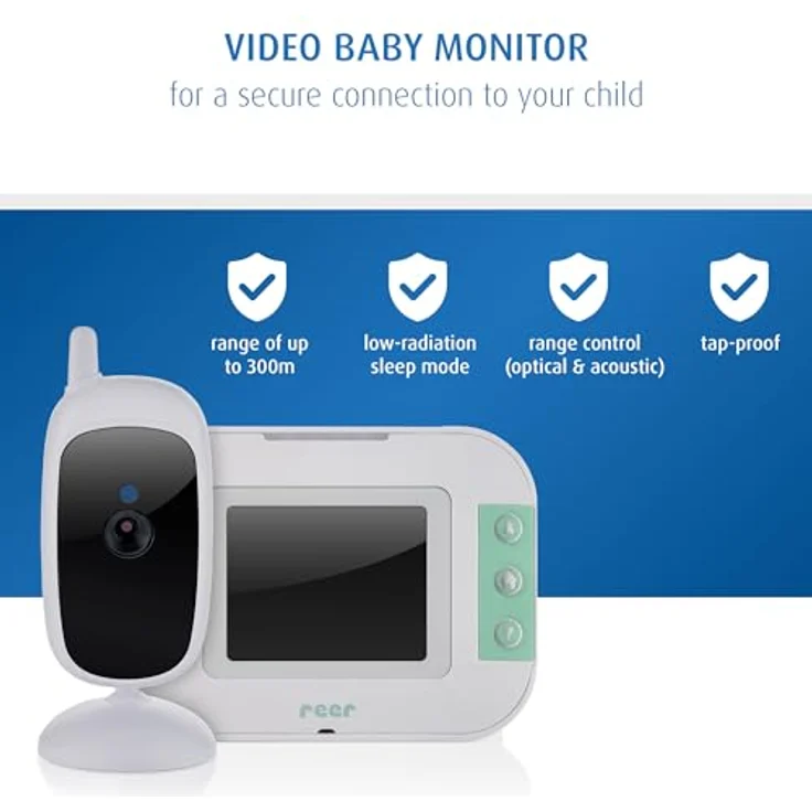 reer BabyCam S, Digitales Video-Babyphone mit 2,4" TFT-Farbbildschirm, abhörsicherer FHSS-Technologie, 300m Reichweite, Nachtsicht, Gegensprechfunktion und integrierten Schlafliedern – Bild 3