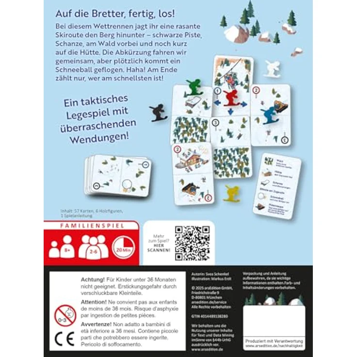 Ars Edition Pistengaudi, Brettspiel für actiongeladene Skiabenteuer mit taktischem Wettlauf über steile Pisten – Bild 3