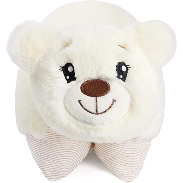 BRUBAKER Kuscheltier-Kissen Bär - 2 in 1 Teddybär und Kuschelkissen - 40 x 30 cm Plüschtier - aufklappbares Kinder Plüschkissen mit Klettverschluss - Tierkissen Stofftier Teddy - Beige – Bild 2