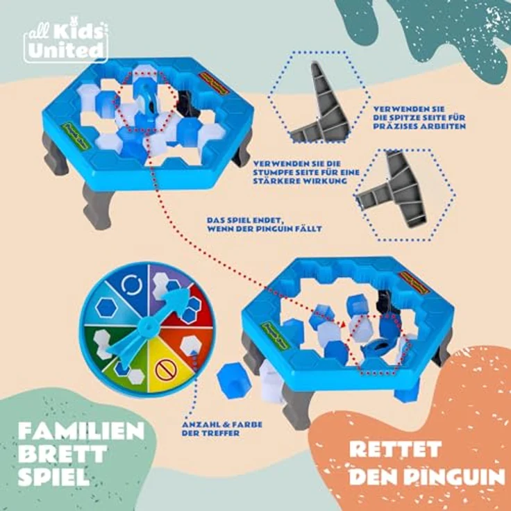 all Kids United® Rettet den Pinguin actiongeladenes Familien-Brettspiel Gesellschaftsspiel für Kinder ab 3 Jahren und Erwachsene – Bild 6