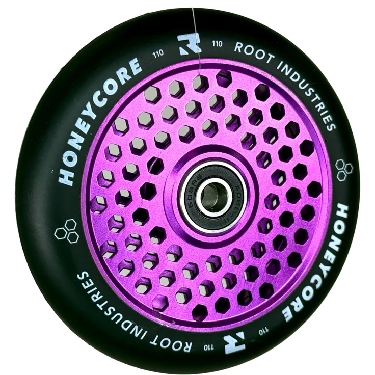 Root Industries Honeycore Stunt-Scooter Rolle 110mm Lila/PU Schwarz, Leichtgewichtige Waben Struktur
