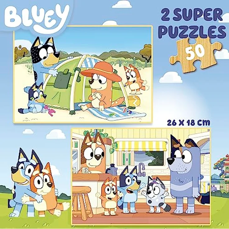 Educa Bluey Super Puzzle, 2x50 Teile Holzpuzzleset für Kinder ab 4 Jahren, langlebige Qualität und umweltfreundlich – Bild 3