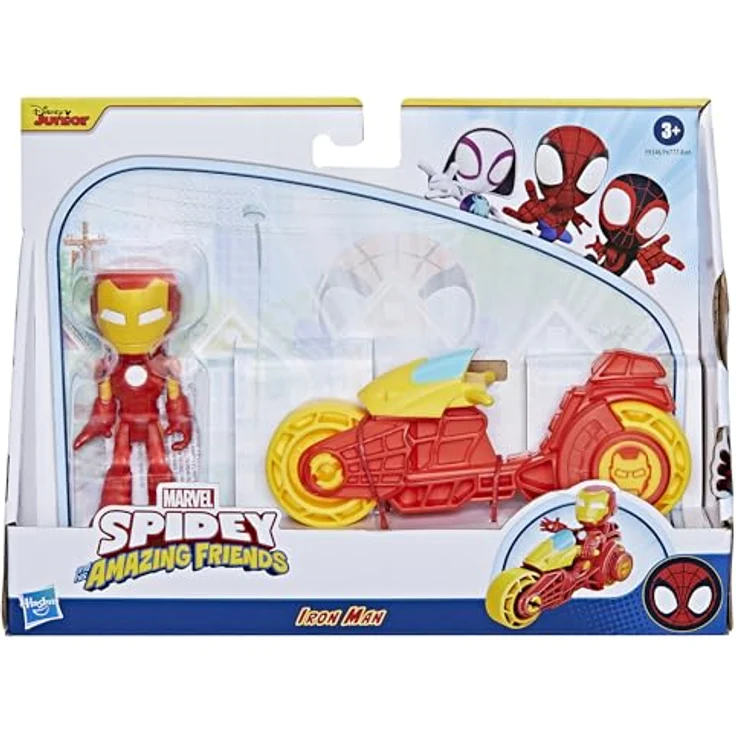 Hasbro Actionfigur Marvel Spidey and His Amazing Friends, Iron Man & Motorrad, Superhelden-Spielset mit Iron Man Figur und Motorrad – Bild 6