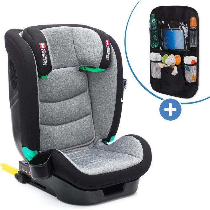 Fillikid Kindersitz Elli Pro i-Size, Sicherheitssitz für Kinder 3-12 Jahre, Isofix, Getränkehalter, grau, inkl. Autositztasche