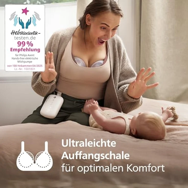 Philips AVENT SCF547/11, Hands-free elektronische Doppelmilchpumpe mit Krankenhausqualität, bis zu 85 Pumpbewegungen pro Minute, 2 Auffangschalen – Bild 4