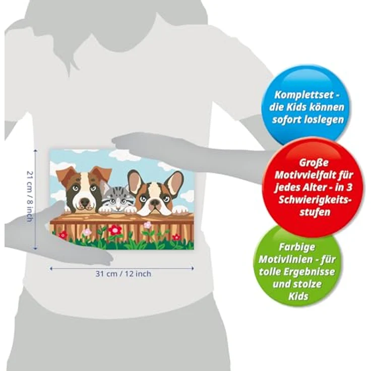 Ravensburger Malen nach Zahlen CreArt, Hunde und Katze, mit 20 Acrylfarben, Made in Europe – Bild 6