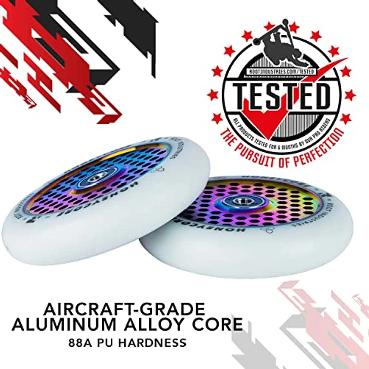Root Industries Honeycore Stunt-Scooter Rollen 110mm, Aluminiumkern, Neochrom, 200g – Bild 3