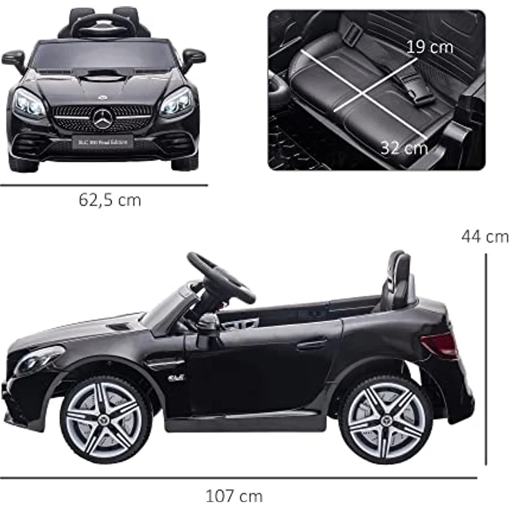 AIYAPLAY Elektro-Kinderauto mit Sicherheitsgurt, Musik, Schwarz, für Kinder ab 3 Jahren, Belastbarkeit 30 kg, 107L x 62.5B x 44H cm – Bild 5