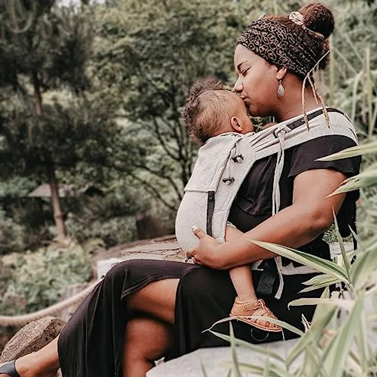 Hoppediz Babytrage Primeo, für Neugeborene ab Geburt, Bauchtrage, Rückentrage, 100% Bio-Baumwolle, Djerba – Bild 5