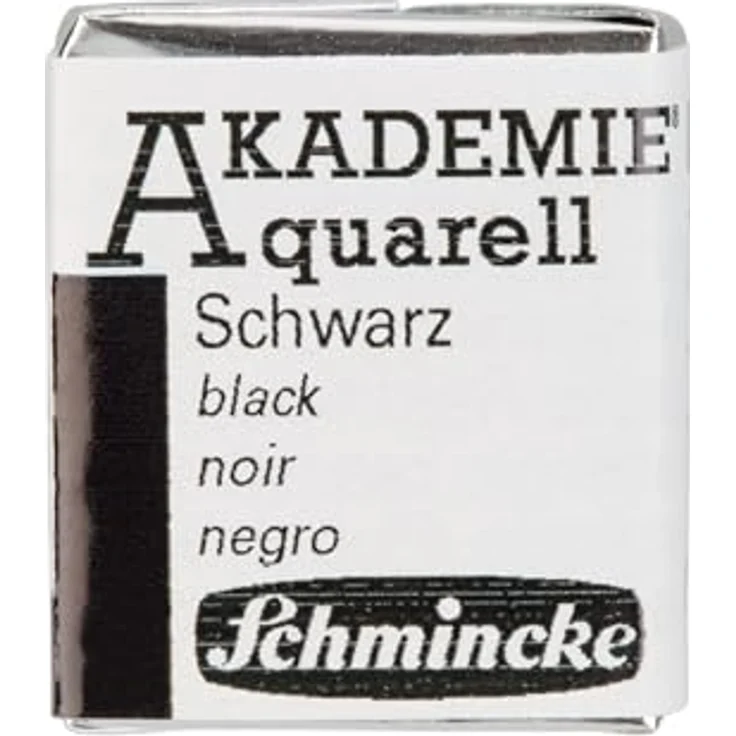 Schmincke AKADEMIE® Aquarellfarbe, Schwarz 782, halbes Näpfchen, vegane Künstler-Aquarellfarbe mit hoher Lichtechtheit – Bild 1