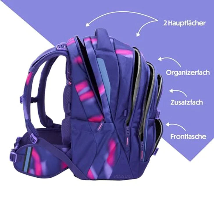 coocazoo Schulranzen PORTER, ergonomisch, größenverstellbar, 35 Liter Stauraum, mit EASY GROW SYSTEM – Bild 3