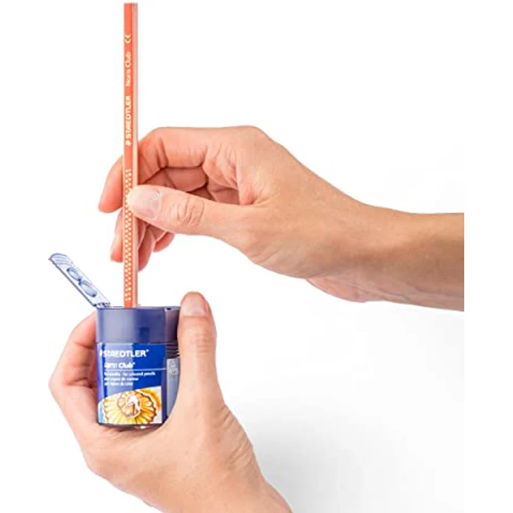 STAEDTLER Anspitzer 512 F, Doppelspitzdose rund für Stifte bis 10,2 mm Ø, blau, transparent, austauschbare Messer und Spitzer – Bild 4