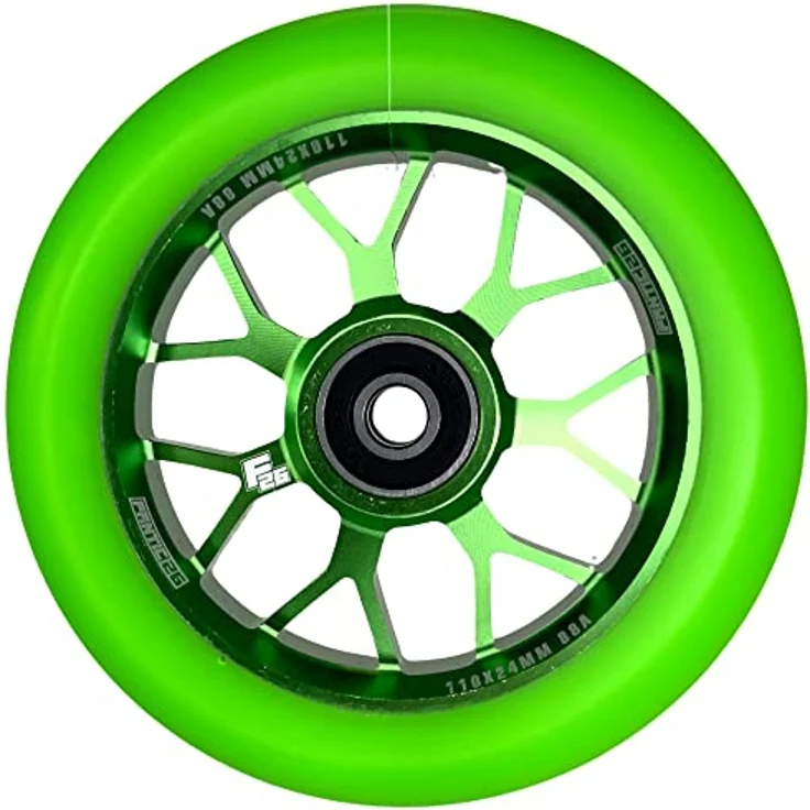 Fantic26 Stuntscooter Fantic26 Spy7 Stunt-Scooter Rolle 110mm Abec11 Grün/Pu Grün - Aluminium 6061-T6, ABEC-11 Kugellager, 88A Härte – Bild 4
