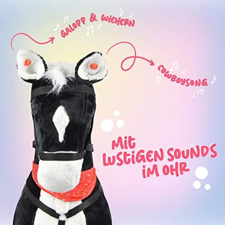 Pink Papaya Giant XXL Kinder Spielpferd zum Reiten Amadeus 125 cm | Plüschpferd | Fast lebensgroßes Pferd zum Reiten für Kinder | Stehpferd bis 100kg belastbar mit Sounds - Preisvergleich – Bild 3