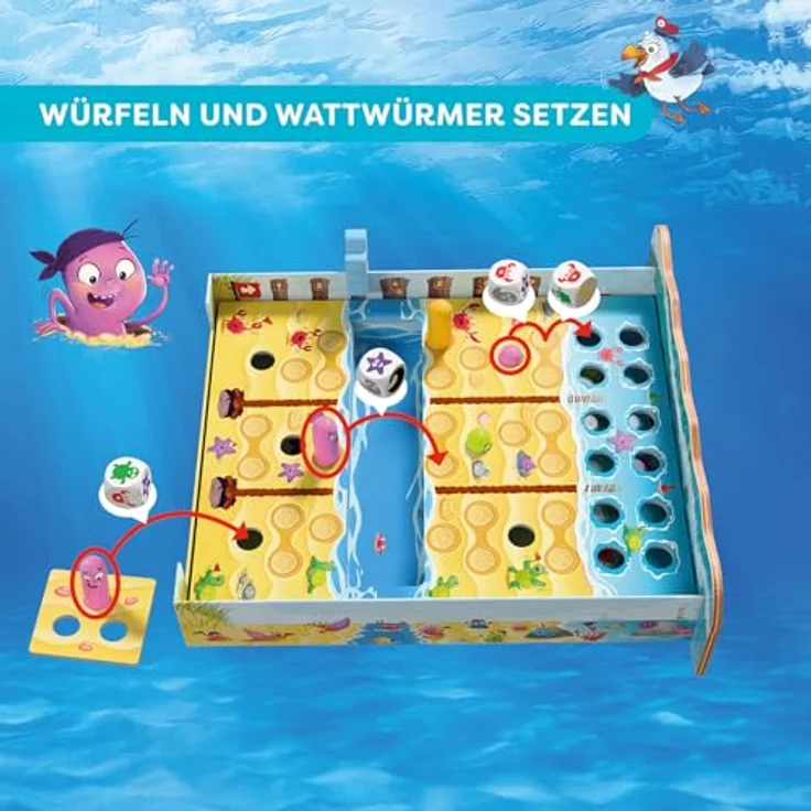 HABA Watt geht ab?! – 3D-Strand-Würfelspiel für 2–4 Spieler ab 6 Jahren, mit Wellen-Action und strategischem Spielspaß – Bild 4