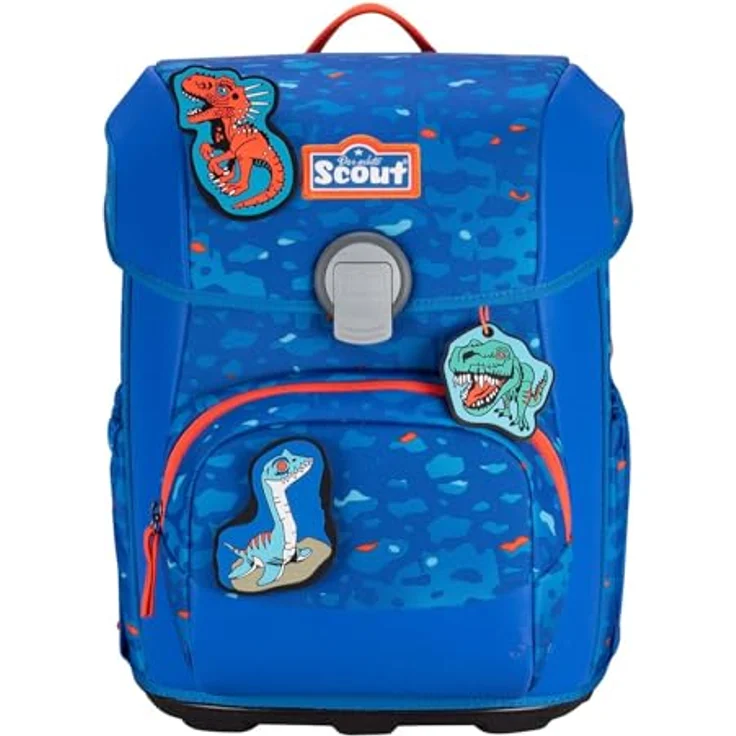 Scout Neo Exklusiv Superflash, Schulranzen Set für Kinder, ergonomisch, Blue Dino mit reflektierenden Flächen – Bild 2