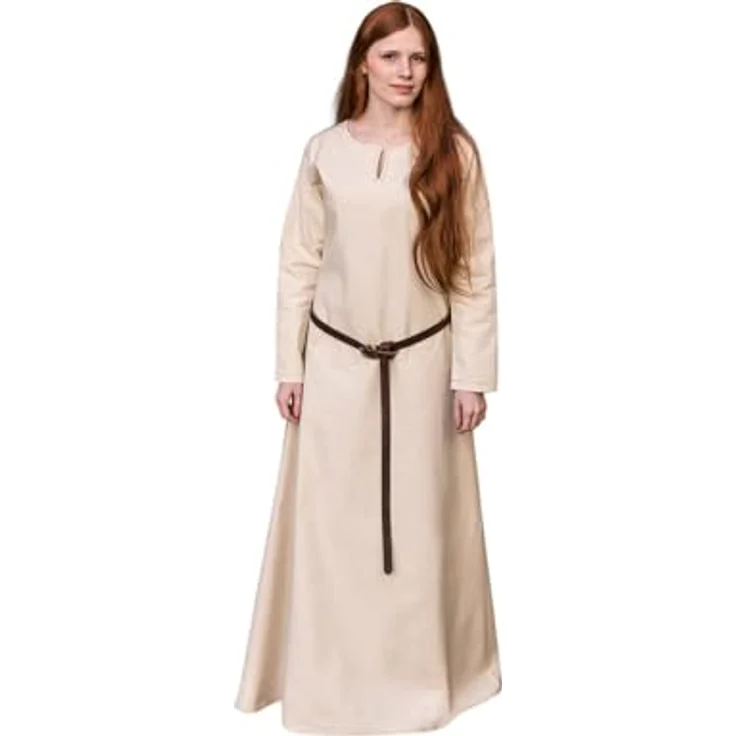 Burgschneider Unterkleid Feme, Historisches Mittelalter-Outfit aus Baumwolle, Unisex, Naturfarben, Größe L – Bild 1