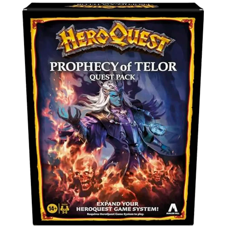 Hasbro HeroQuest Prophecy of Telor Quest Pack, Erweiterung für HeroQuest-Spielsystem, 13 Quests, 15 unbemalte Miniaturen, für 2-5 Spieler ab 14 Jahren