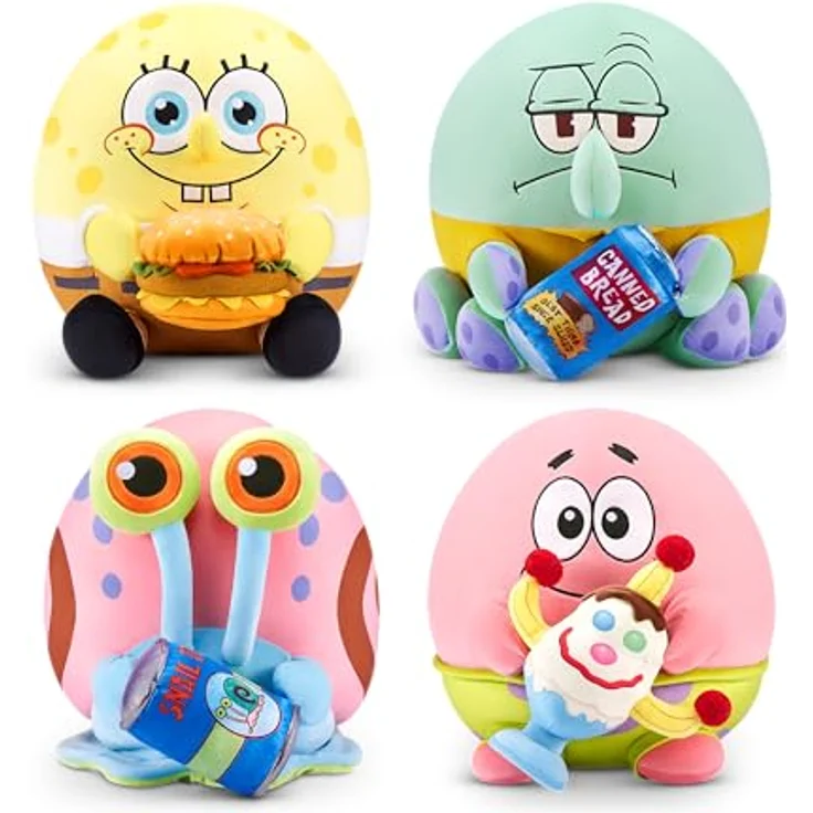 Snackles Spongebob Schwammkopf Plüschspielzeug, 35 cm, mit Squidward und Canned Bread Snack-Accessoire – Bild 2