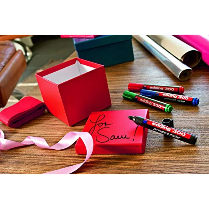 edding 300 Permanentmarker - blau - 10 Stifte - Rundspitze 1,5-3 mm - wasserfest, schnell-trocknend - wischfest - für Karton, Kunststoff, Glas, Holz, Metall, Glas – Bild 5