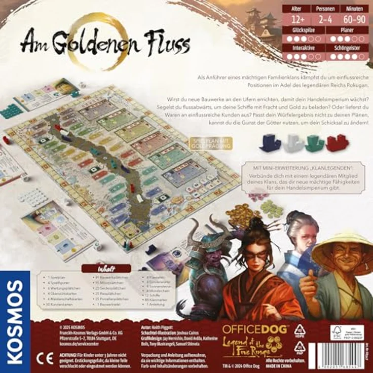 Kosmos 685447 Am goldenen Fluß, Strategiespiel für 2-4 Personen ab 12 Jahren, mit goldgeprägtem Spielplan und cleverem Würfelmechanismus – Bild 2
