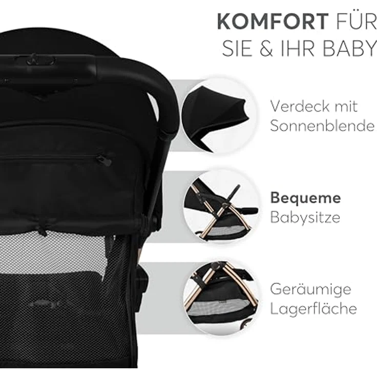 Kikkaboo Kinder-Buggy Kinderwagen, Buggy Eden 22 kg, Federung Regenschutz zusammenklappbar, blau – Bild 10