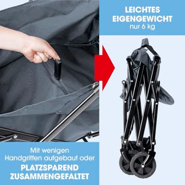 XXXL Bollerwagen Baby on Tour, Grau, Metall und Kunststoff, 49.5x91x75 cm, Kinderwagen – Bild 3