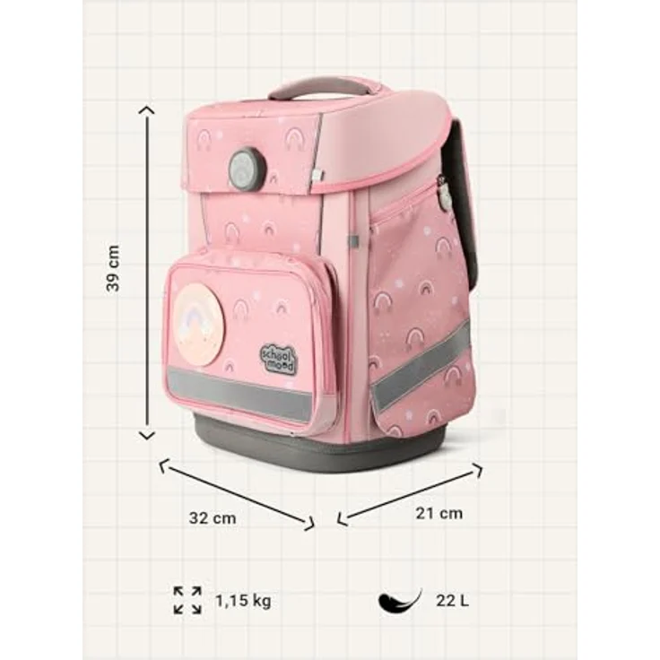 SCHOOL-MOOD Champion Maxx Pro Schulranzen-Set 6-teilig, höhenverstellbar, 22 L, ca. 1,1 kg, Motiv Rainbow, für Grundschule 1.–4. Klasse, Modell 2026 – Bild 4