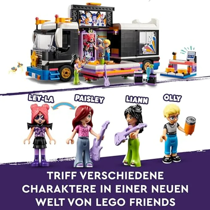 LEGO Friends Popstar-Tourbus, Musik-Set mit LKW-Spielzeug und 4 Figuren, fördert die sozial-emotionale Entwicklung, Geschenk zum Geburtstag für Mädchen und Jungen ab 8 Jahren 42619 – Bild 3