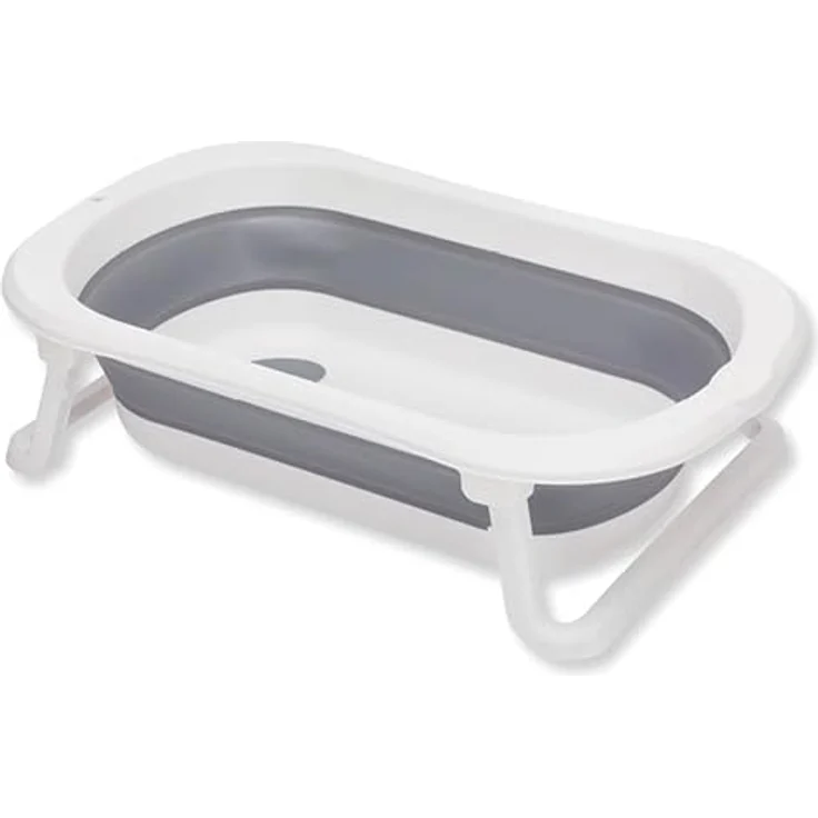 Fillikid Orca Faltbadewanne, Babybadewanne grau-weiss mit anti-rutsch Beschichtung und sicherem Stöpsel für optimale Wassertemperatur – Bild 1