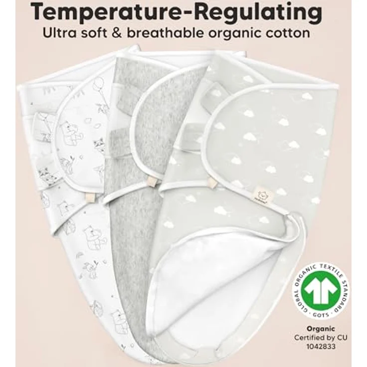 KeaBabies Soothe Zippy Pucksack Baby 0-3 Monate, 3er-Pack mit Reißverschluss, Bio-Baumwolle, atmungsaktiv und temperaturregulierend, für einfachen Windelwechsel, hüftgesund, in verschiedenen Farben – Bild 5