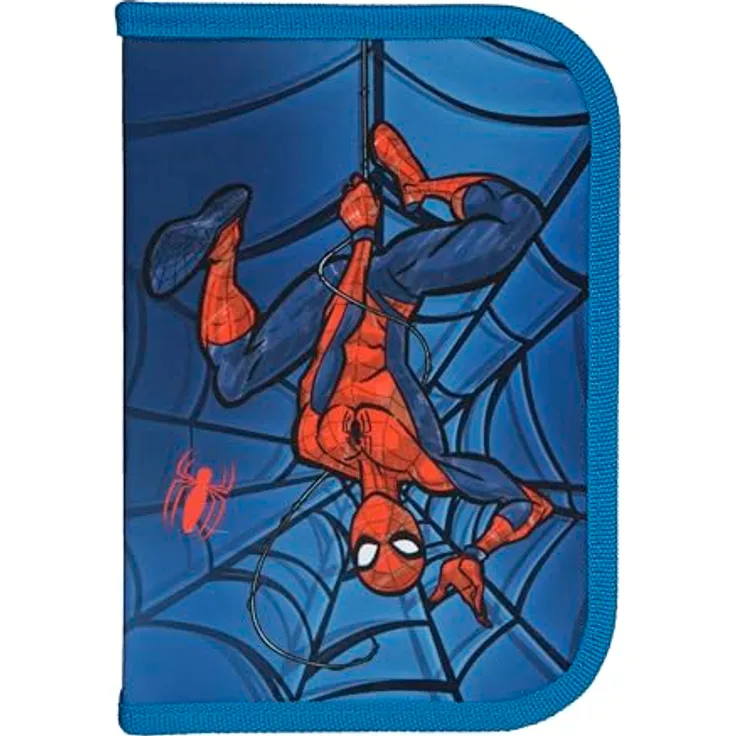 Scooli Gefülltes Schüleretui Spider Man, Ergonomisches Federmäppchen mit 14 Buntstiften, 2 Bleistiften und umfangreichem Zubehör, Ideal für Schule und Freizeit, Für Kinder ab 6 Jahren
