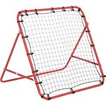 HOMCOM Fußball Rebounder Kickback Tor Rückprallwand Netz für Baseball Fußball Fußballtor für Training Verstellbarer Winkel Metallrohr PE Gewebe 96 x 80 x 96 cm Rot+Schwarz