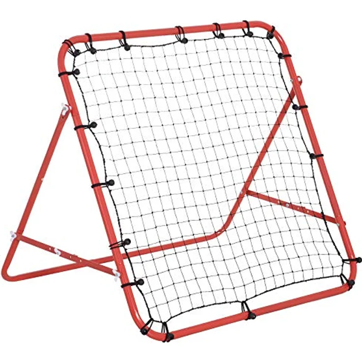 HOMCOM Fußball Rebounder Kickback Tor Rückprallwand Netz für Baseball Fußball Fußballtor für Training Verstellbarer Winkel Metallrohr PE Gewebe 96 x 80 x 96 cm Rot+Schwarz – Bild 1