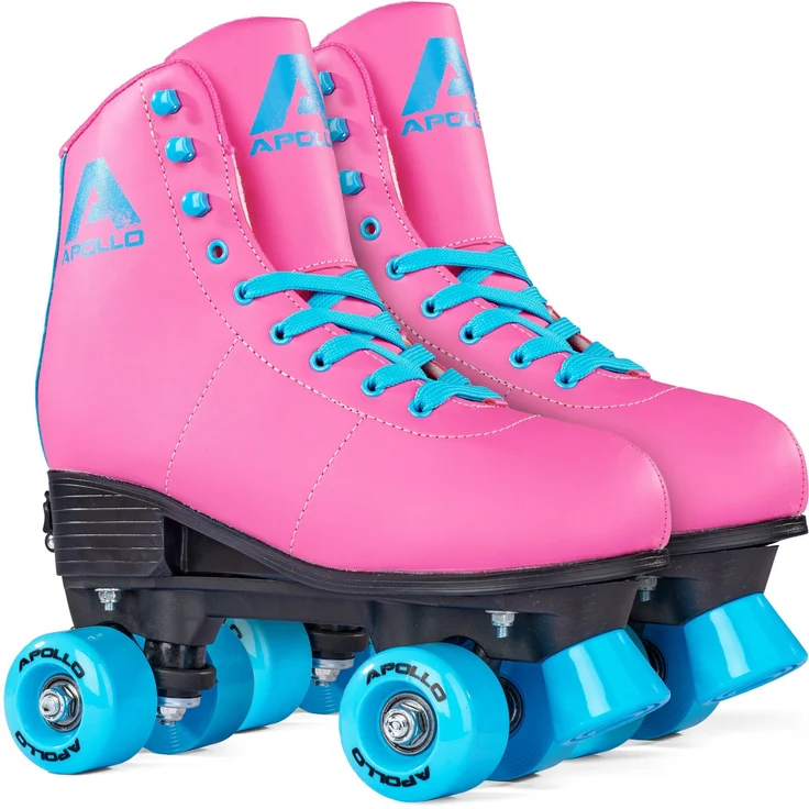 Apollo Rollschuhe Retro Discoroller, verstellbare Disco Roller Skates, größenverstellbar Rollerskates, Retro Design, Schwarz – Bild 1