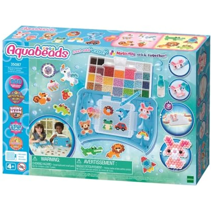 Aquabeads Kreativset Bastelstudio Starter Set, 900 bunte Bastelperlen, Pop-Up Bastelplatte und Sprüher, für Kinder ab 4 Jahren – Bild 1