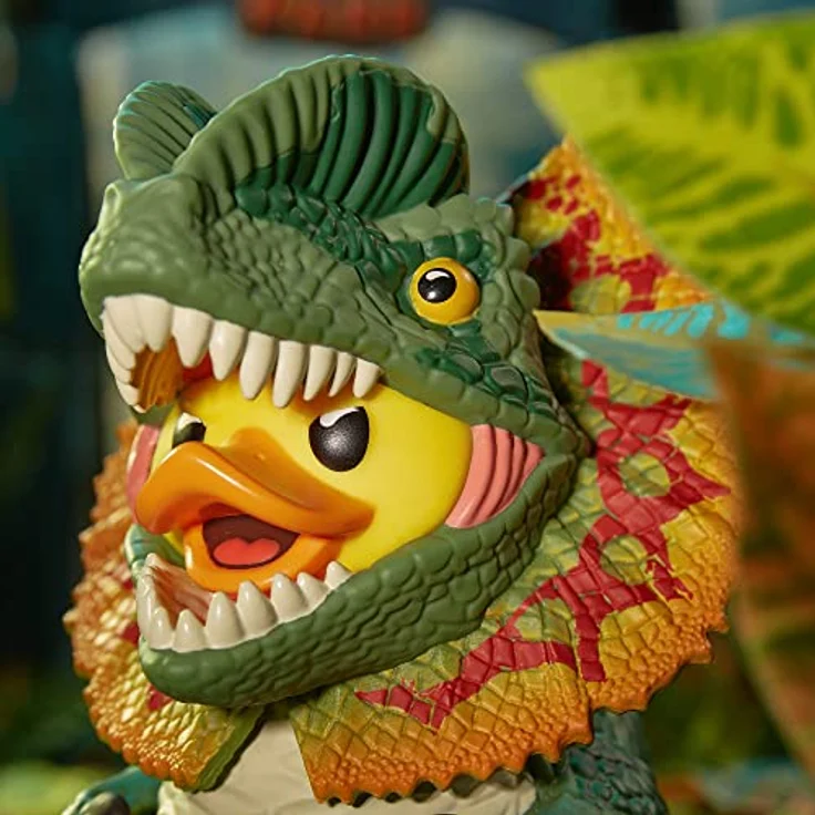 TUBBZ Box-Ausgabe Dilophosaurus, Sammler-Vinyl-Gummiente Figur, 9 cm groß, offizielles Jurassic World Rebirth Merchandise – Bild 4