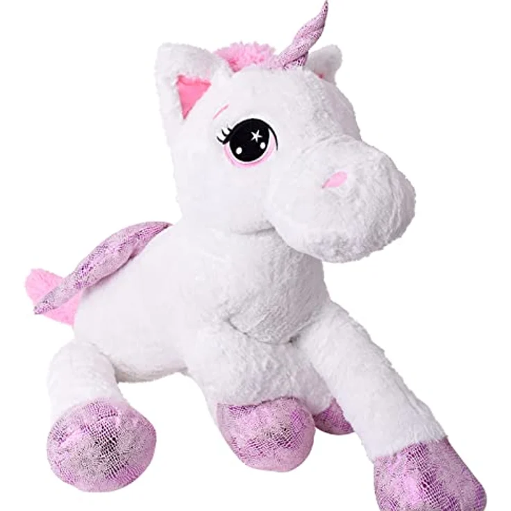 TE-Trend XXL Einhorn Kuscheltier 130cm weiß - Regenbogen Schweif und Glitzerhorn – Bild 3