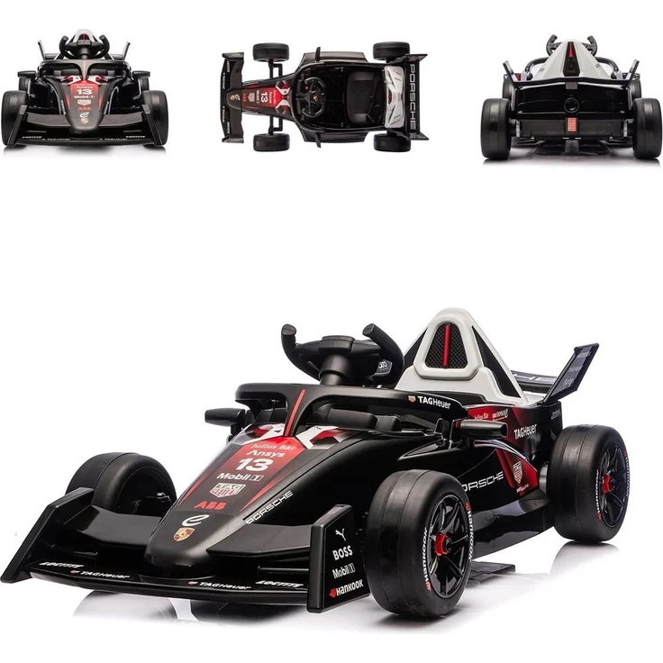 Chipolino Kinder Elektroauto Formel E Porsche, Rennwagen mit Fernbedienung, Musikfunktion, für 3-5 Jahre, schwarz