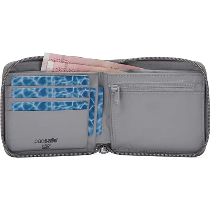Pacsafe RFIDsafe Zip Around Wallet, Geldbörse mit RFID-Blocker Schutz, steinfarben (taupe) – Bild 4